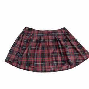 Shein Women’s Skirt Sz 4XL Red Plaid Pleated School girl Cosplay Mini Skater Y2k